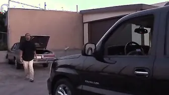 Dark Haired black with an voluptuous butt ride bros tool inside
