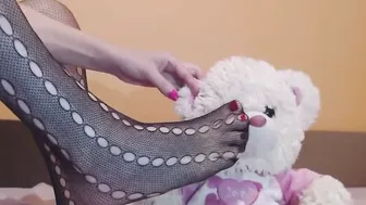Goddess toes having fun with teddy