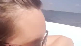 Experienced amateur milf blows a dick to completion on a boat cum inside mouth drink