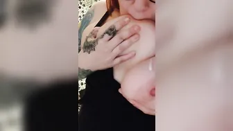 mom lactates  blows her melons