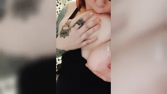 mom lactates  blows her melons