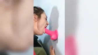 Pink sex toy deep throat with little pixie Spit roast Training for MMF 3 way