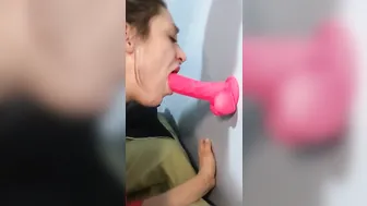 Pink sex toy deep throat with little pixie Spit roast Training for MMF 3 way
