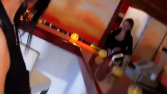 Dark Haired Pretty with huge boobs anal sex inside the kitchen