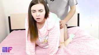 Blowing penis and hardcore fucking with long bouncing boobies