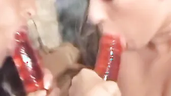 Teenie blonde women eats out her african friends vagina
