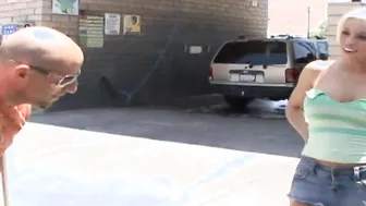 Blonde 18 Yo with huge natural breasts fucks a stranger bro