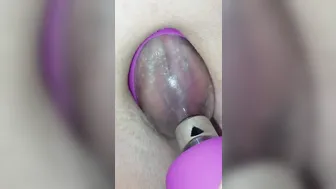 Female Orgasm gets off with twat sucking off dildo