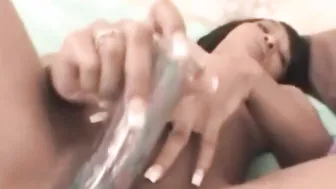 Slim african solo teenie dildos her pink vagina