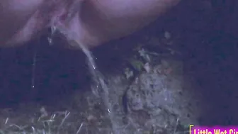 Pee public inside a meadow at night