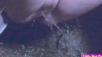 Pee public inside a meadow at night