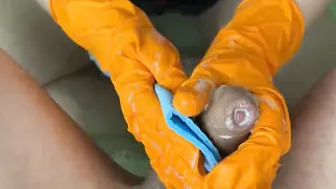 Beautiful college girl Jerking Off Her Professor in Bathroom - HD