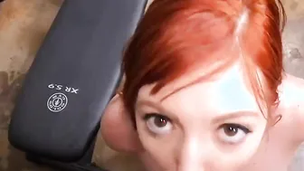 Curvy ginger stepmom sucking off point of view penis during taboo sex