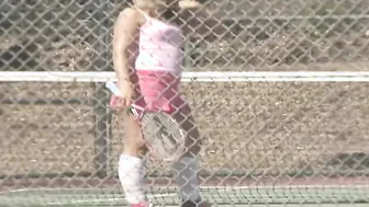 Sporty 18yo blonde women pick up at the tennis court