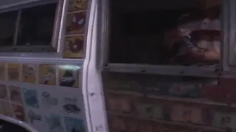 Crista refreshes her mouth with ice cream before sex