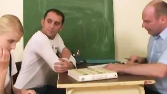Old Guy porn video – School Girl snatch boned into threeway