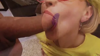 Blonde Deep Throat Huge Dick Double Penetration and Cum on Face pov