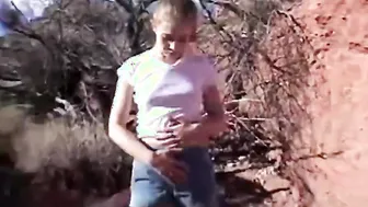 Camping porn video – Little April Outdoors Camp and Finger Fuck