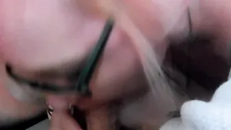 Outdoor Fellatio  uses cum as dipping sauce Yum