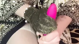 Adorable sluts masturbates with a vibrator into tights