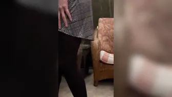 Public outdoors patio upskirt tease