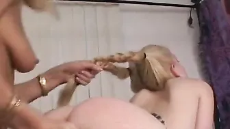 Old blonde dominates young blonde hot