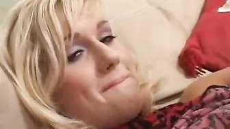 Adorable blonde with nice melons cries out as gigantic dick