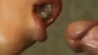 Blond bimbo with ponytail takes double penetration from 2 males after