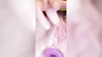 Rubbing my creamy vagina with silicone vibrator inside my asshole
