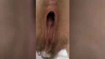 Amateur MILF ex-wife spreads her bushy snatch for a closeup cummed