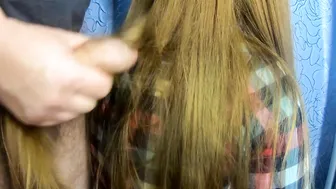 Gf cum sexwife on her hair. hubby takes pictures. Hubby shoots a sex tape.