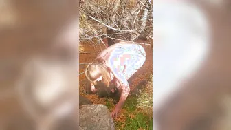 Hiking up to outside road nude