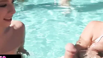 BFFS - Seductive College Besties Suck Big Dick While Swimming Into The Pool And Rides It Like A Professional