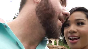 LETSDOEIT - Tight Women Honey Gold And Summer Day Suck A Huge Penis Outside