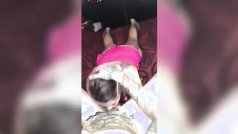 Submissive bimbo swallows big penis