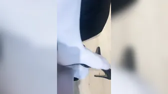 Pose and humiliating my toes sub by giving a devils pedicure on his face
