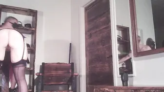 ex-wife tied to a post for fisting training and a spank