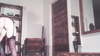ex-wife tied to a post for fisting training and a spank