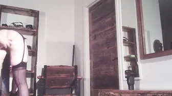 ex-wife tied to a post for fisting training and a spank