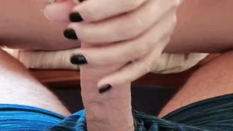 My wifeys bitch give me a stunning hand job but ruins my cummed