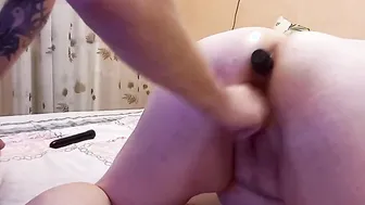 stretching my wifeys butt with sex vibrators
