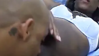 Ebony bro eats out the african bimboss twat to boned