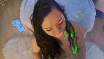 Big titted curvy german fucks like dirty into neon light