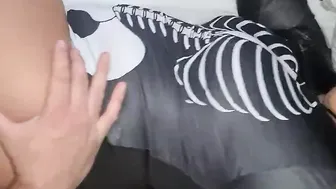 teenagers fucks a stranger at Halloween party without condom