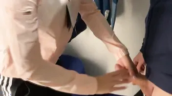 Outside Dressing Room Fellatio getting messy with gigantic jizzed on nike windbreaker