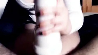 Emily Jerks Stranger’s Dick with Elsa Jean Fleshlight