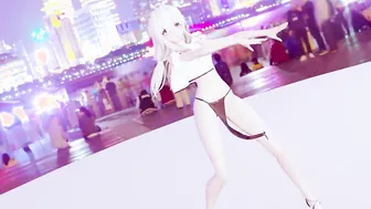 【MMD R-barely legal SEX DANCE】INTENSE CITY HAKU DANCING SHOWING HER GIGANTIC EXITTING BOOBIES セクシーな女の子[MMD]