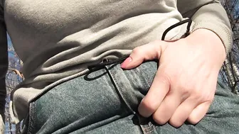 She Wanted to peeing and peed inside jeans