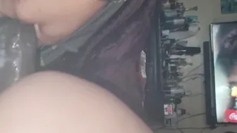 Tight Twat creaming all over huge penis sideway doggy style