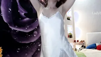 Stunning ginger dance tease into Satin white dress with transparent lingerie